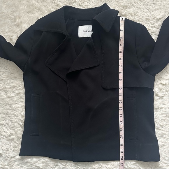 Aritzia Babaton Kano Cropped Trench Jacket Open Front Black Sz S - Picture 12 of 13